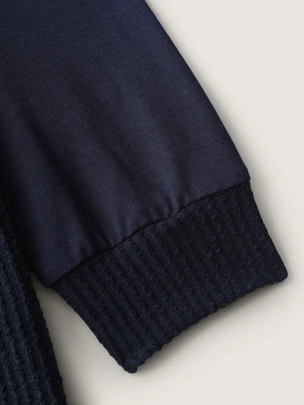 Crew Neck Textured Patchwork Sweatshirt