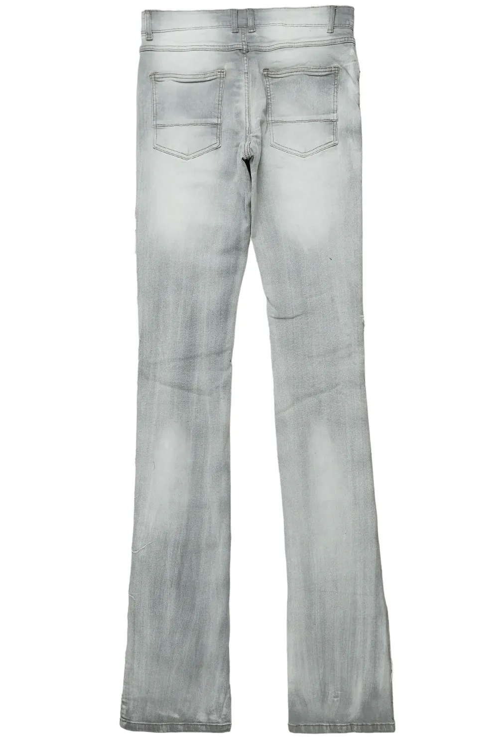 Waylon Grey Frayed Super Stacked Flare Jean