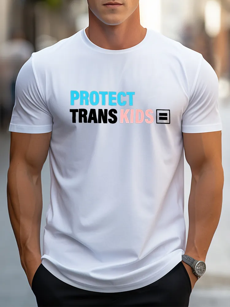 Pure Cotton Round-Neck Short-Sleeved Shirt Protect Trans Kids T-Shirt
