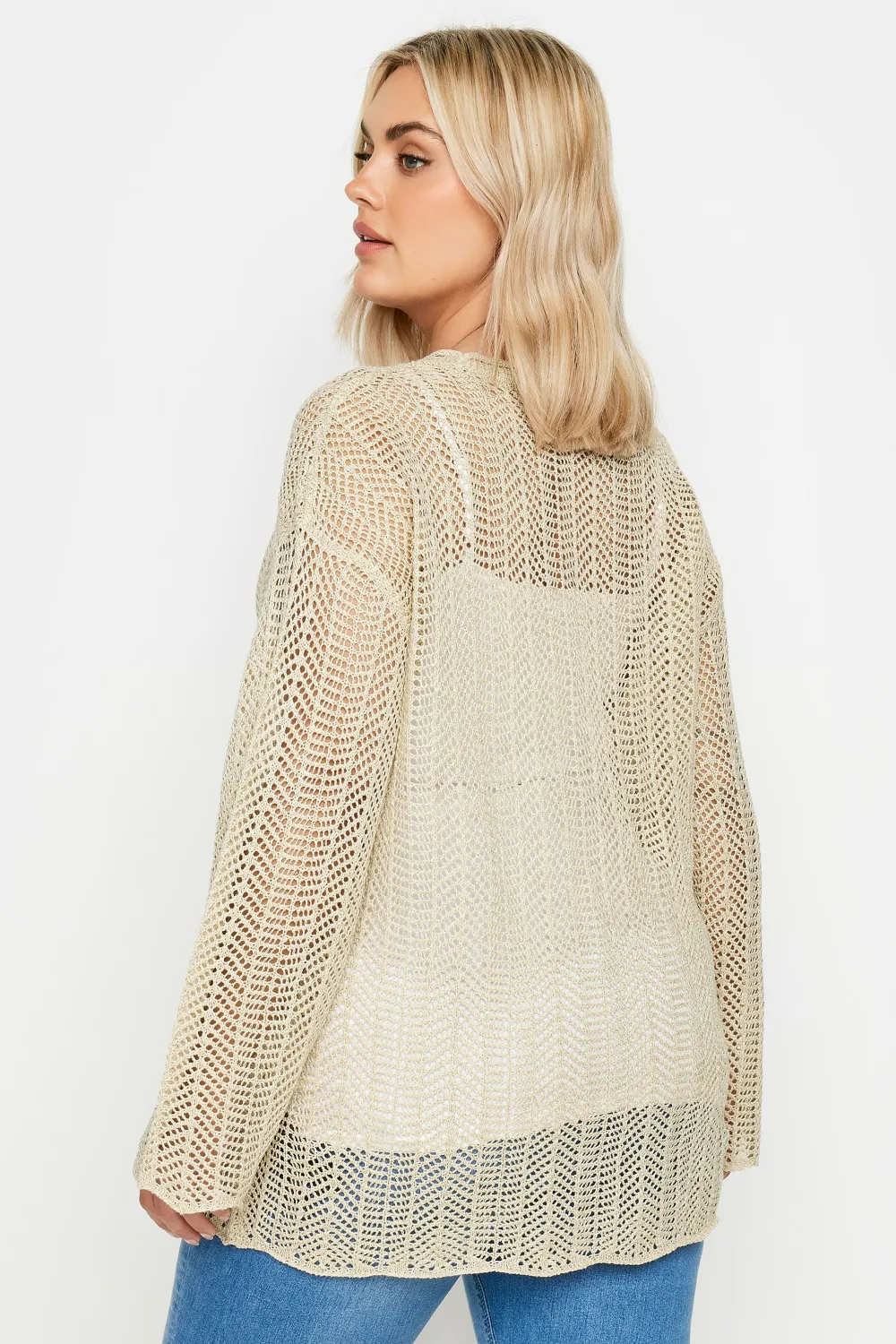 YOURS Curve Black Metallic Crochet Jumper