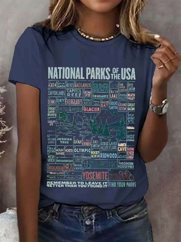 T-Shirt Women Women'S 63 National Parks Printed T-Shirts