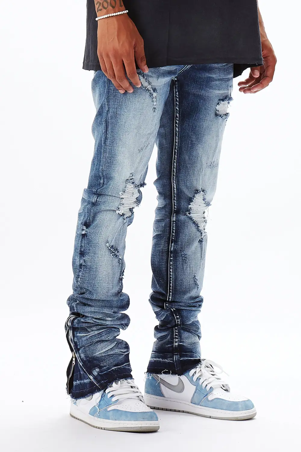 Jaymes Stacked Flare Jean-Blue