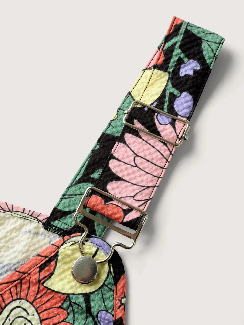 Floral Print Textured Overall Straps Dress