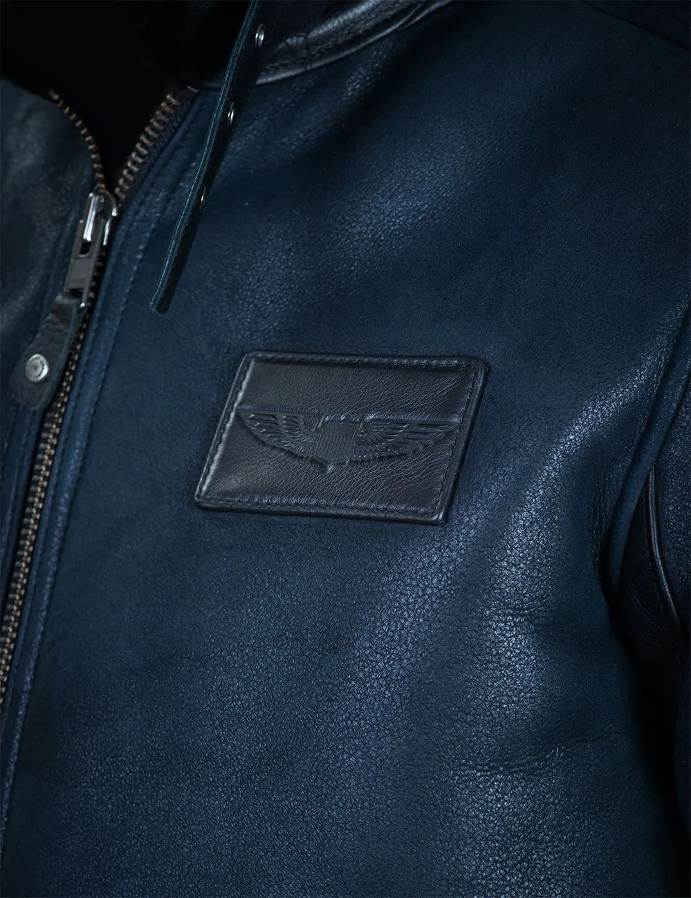 B-15 FAST EAGLE SHEEPSKIN FLIGHT JACKET NAVY BLUE
