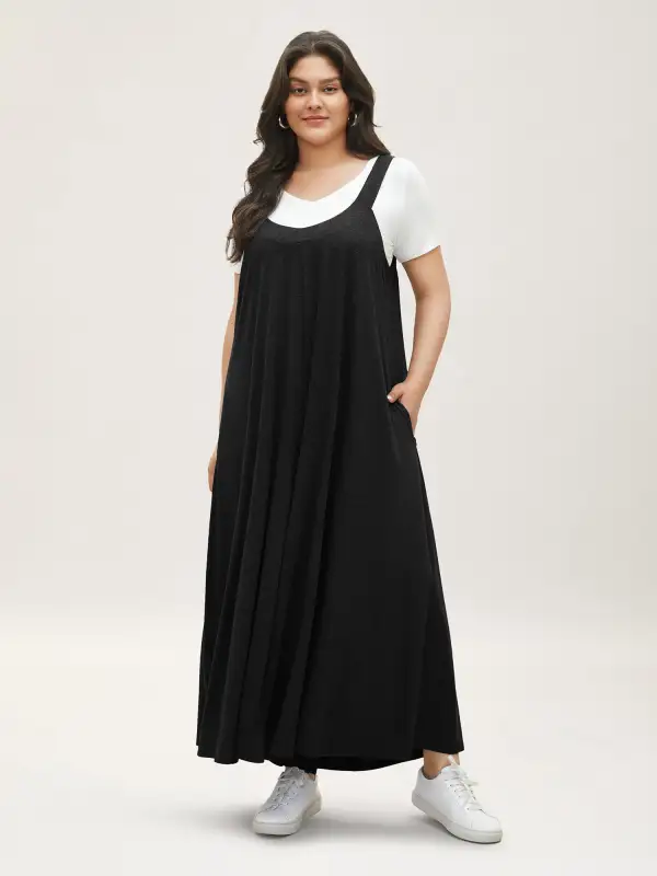 Supersoft Essentials Solid Pocket Adjustable Straps Jumpsuit