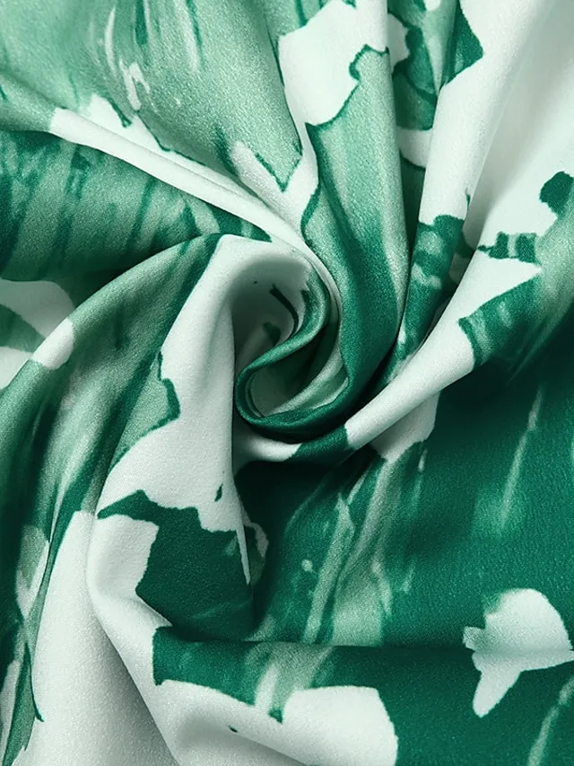Women‘s Dress Set Two Piece Dress Midi Dress Green Blue Gray Half Sleeve Floral Print Summer Spring U Neck Casual 2023 S M L XL XXL 3XL