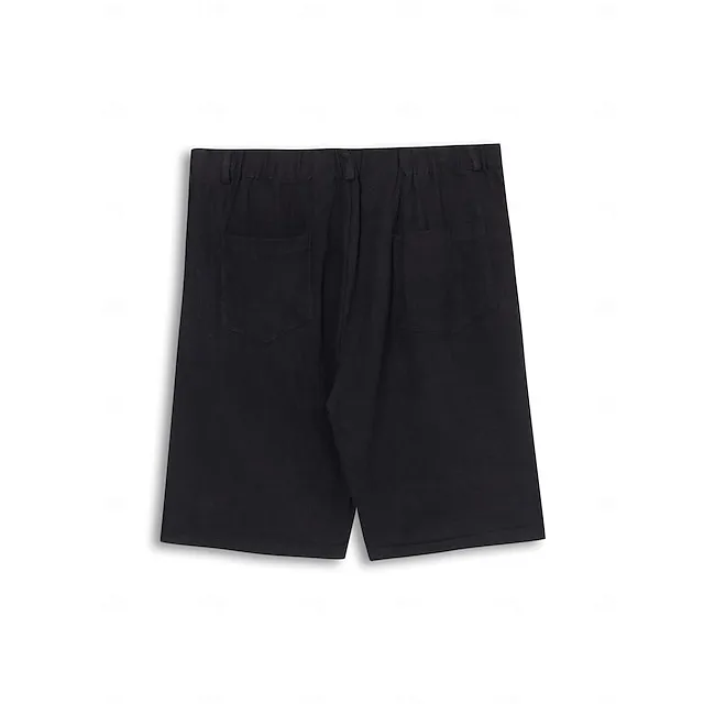 Men's Shorts Linen Shorts Summer Shorts Pleated Shorts Pocket Pleats Straight Leg Plain Comfort Breathable Short Casual Daily Holiday Linen Cotton Blend Fashion Designer Black White