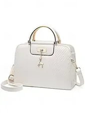 Women's Faux Leather Top Handle Tote Bag with Deer Charm - Elegant Structured Women's Shoulder Bag, Perfect for Mother's Day Gift, Work, Shopping and Casual Outings