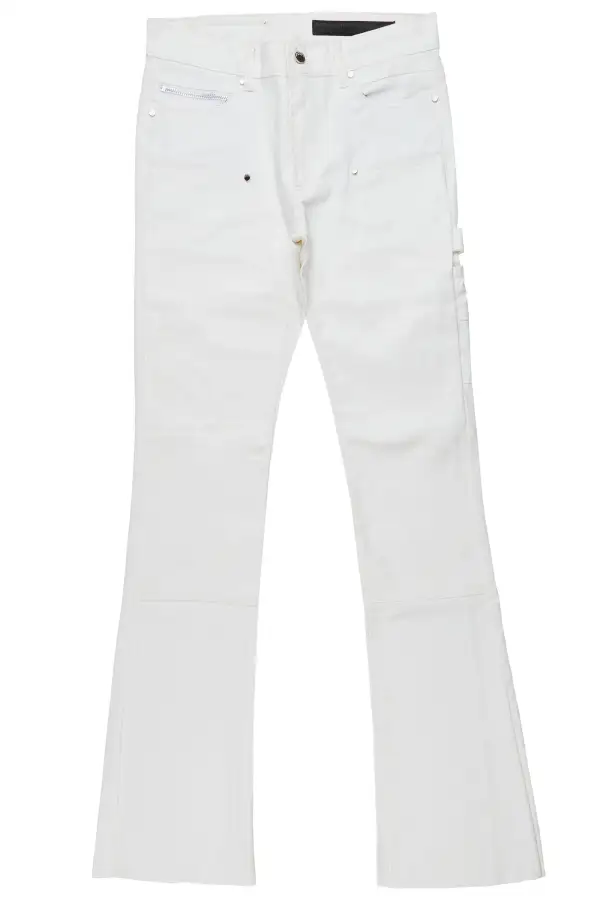 Quartz White Coated Stacked Flare Jean