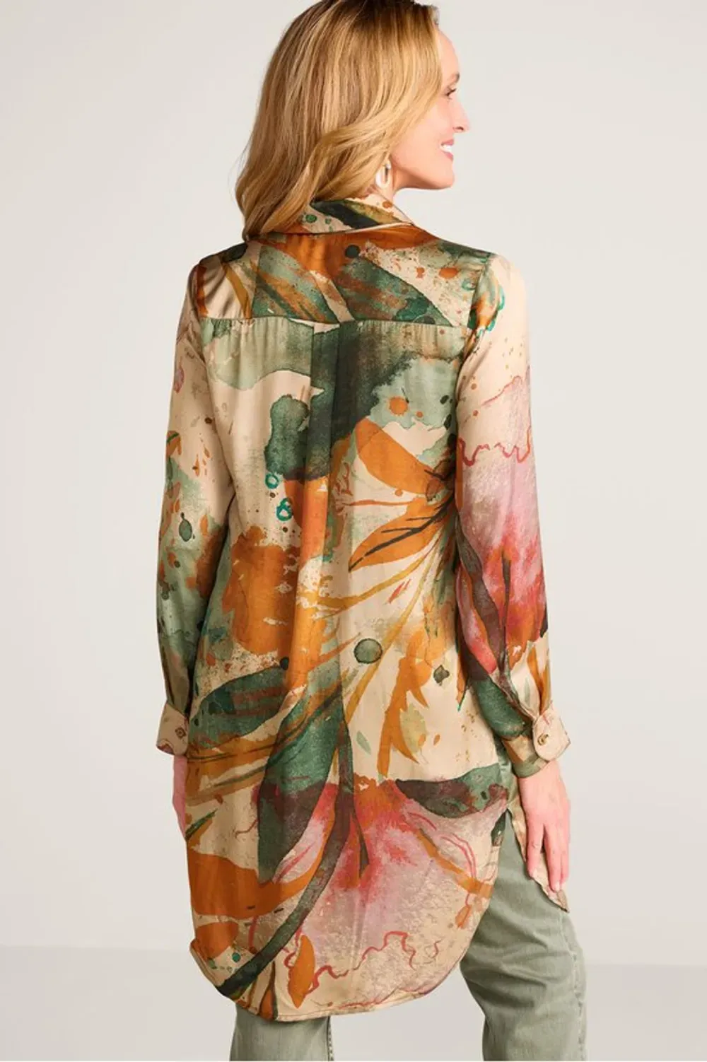 Stroke Of Satin Button Front Tunic