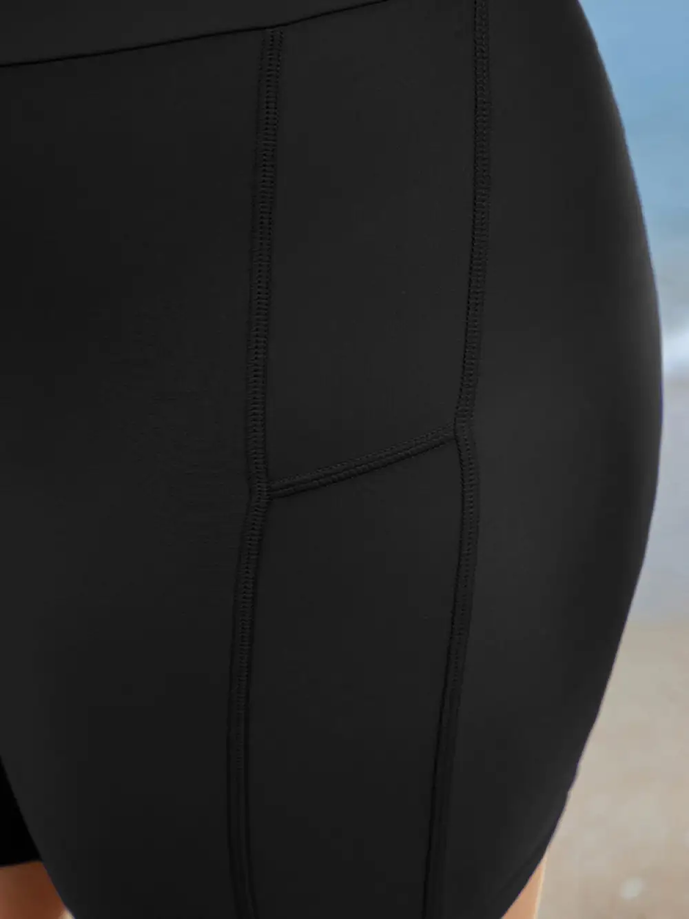 Solid Wideband Waist Swim Shorts