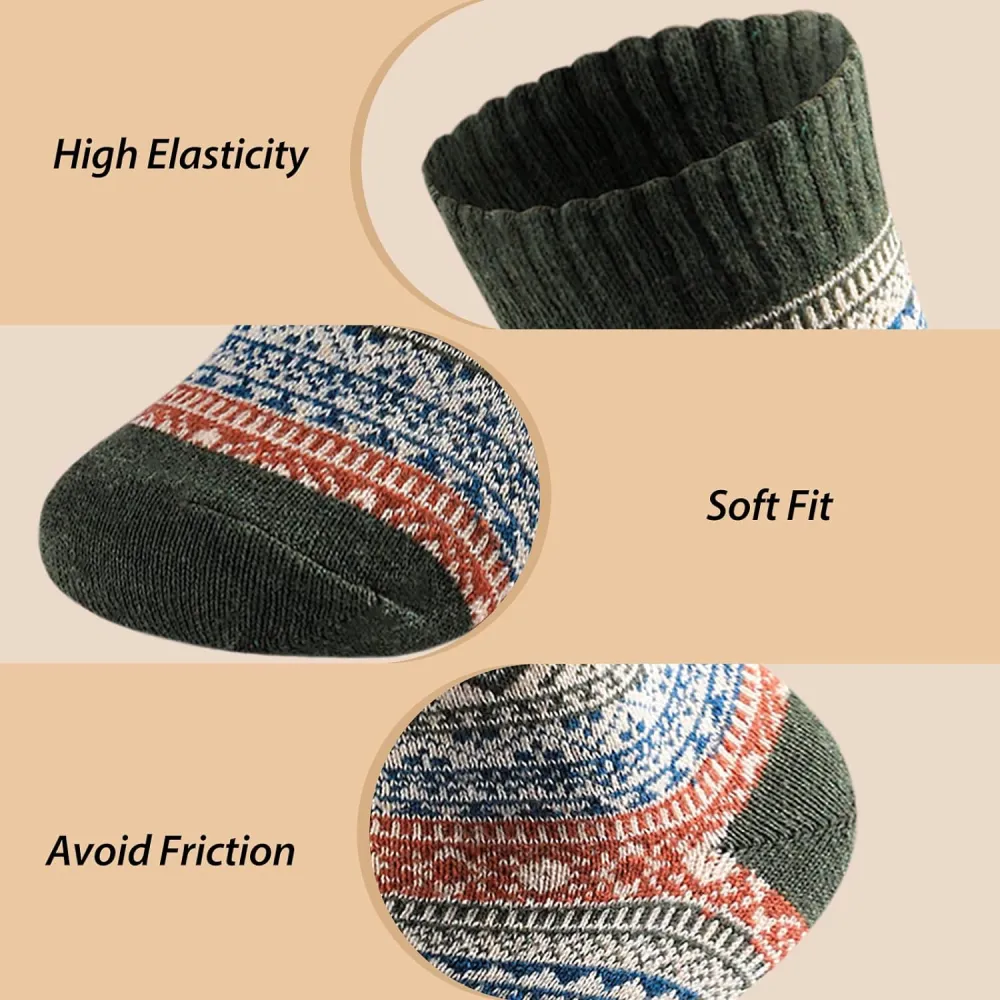 Clothirily Wool Socks- Thick Soft Wool Socks for Women, Vintage Warm Womens Wool Socks, Winter Warm Boot Socks for Women Men