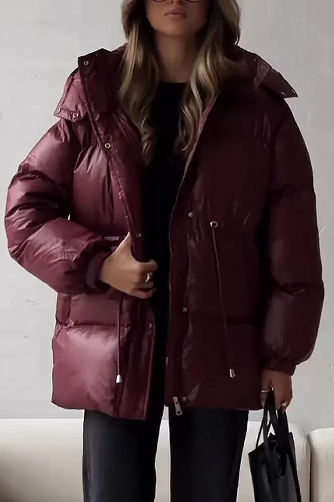 Women's Fashion Solid Color Zipper Down Jacket
