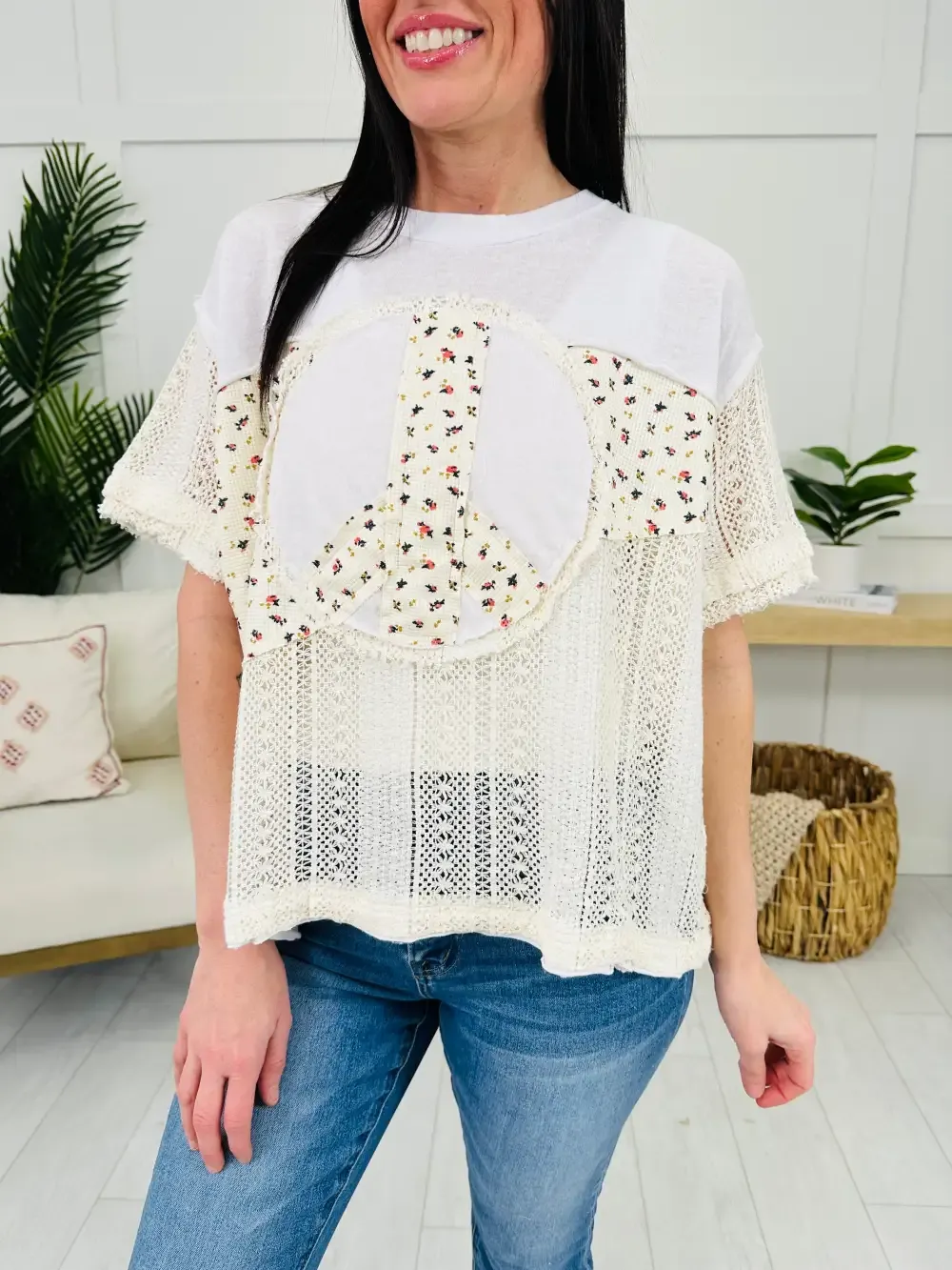 Harmony Stitch Top In Ivory Multi