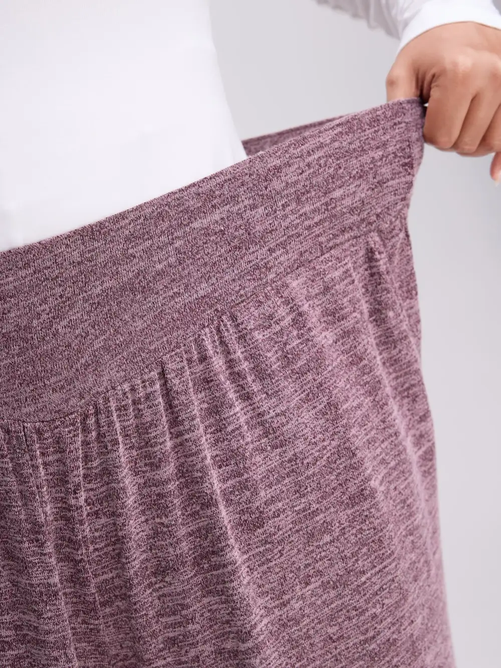 Color-Mix Knit Wide Waistband Pants