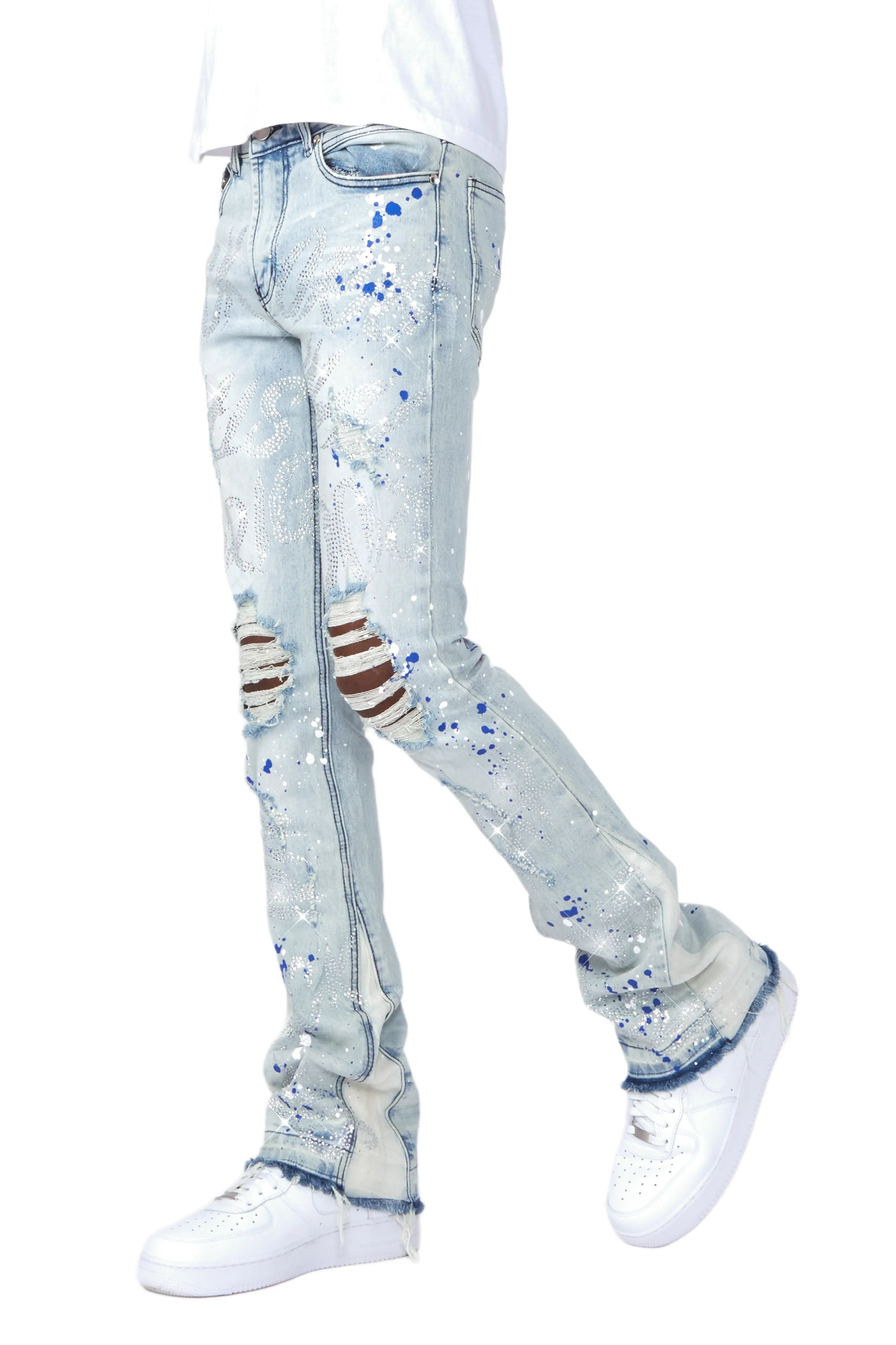 Eren Blue/Royal Blue Stacked Flare Jean