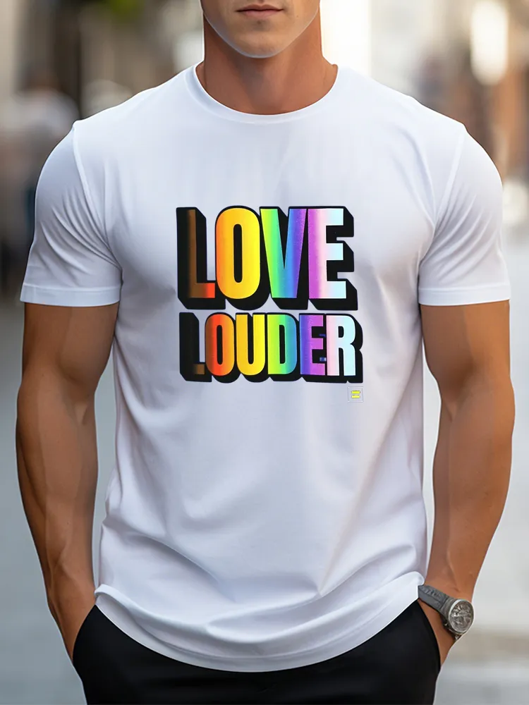 Pure Cotton Round-Neck Short-Sleeved Shirt Love Louder T-Shirt