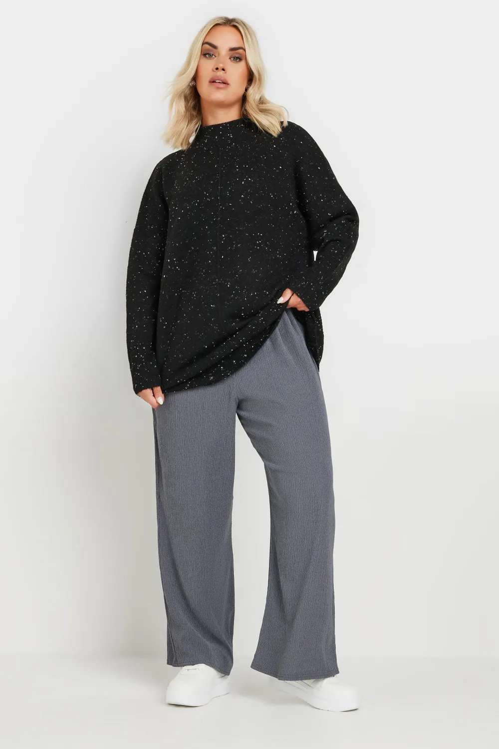 YOURS Curve Green High Neck Seam Detail Jumper
