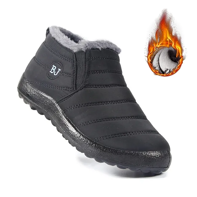 Women's Sneakers Boots Snow Boots Plus Size Winter Boots Daily Fleece Lined Booties Ankle Boots Winter Flat Heel Round Toe Plush Casual Comfort Elastic Fabric Loafer Solid Color Black Red Blue