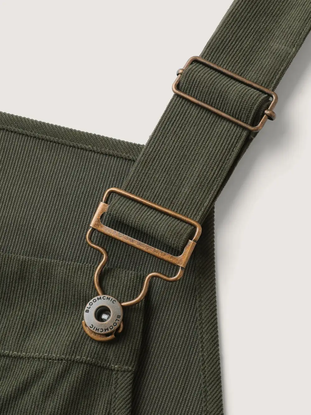 Corduroy Lace Trim Overall Strap Midi Dress