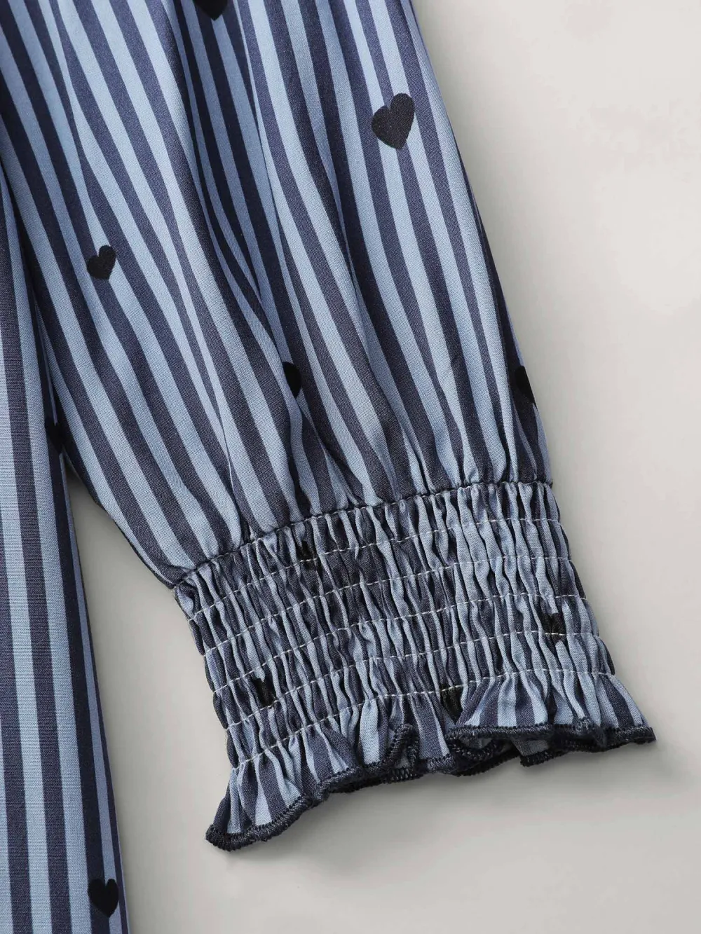 Stripe Hearts Pocket Shirt Maxi Dress
