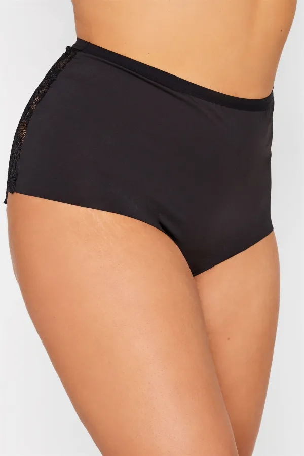 YOURS 3 PACK Curve Black Lace Full Briefs