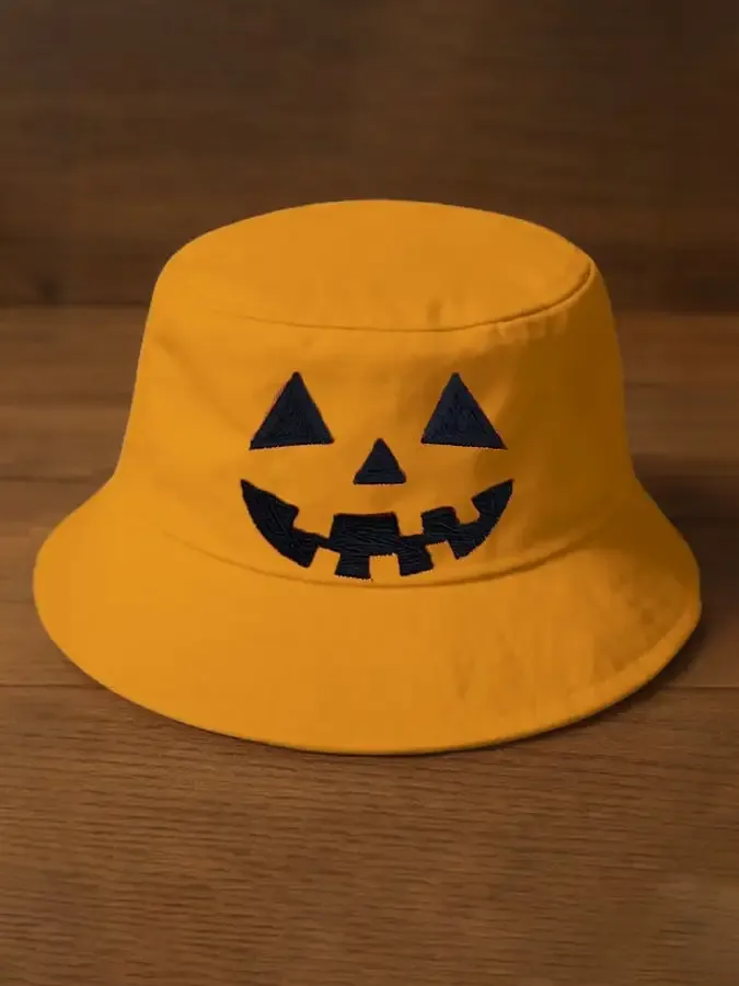 Unisex Pumpkin Print Bucket Hat