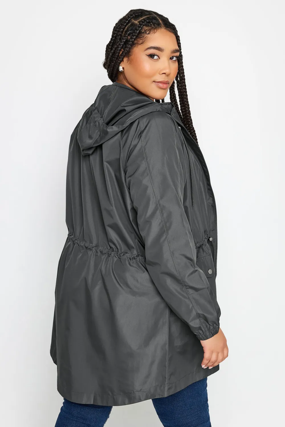 YOURS Curve Black Drawstring Lightweight Parka Jacket