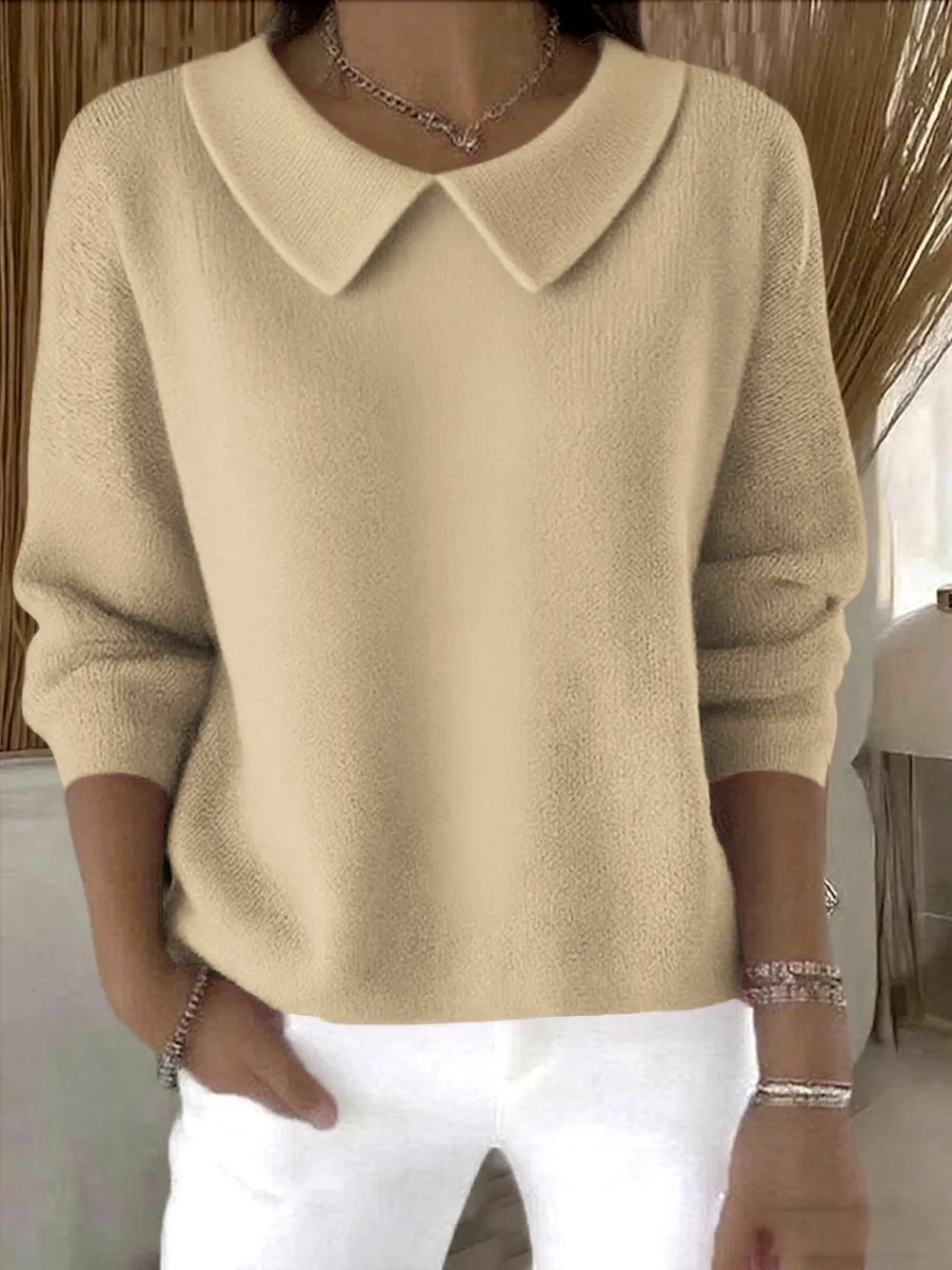 Shawl Collar Casual Cotton Sweater