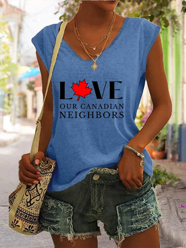 Women's Love Our Canadian Neighbors V-neck Vest