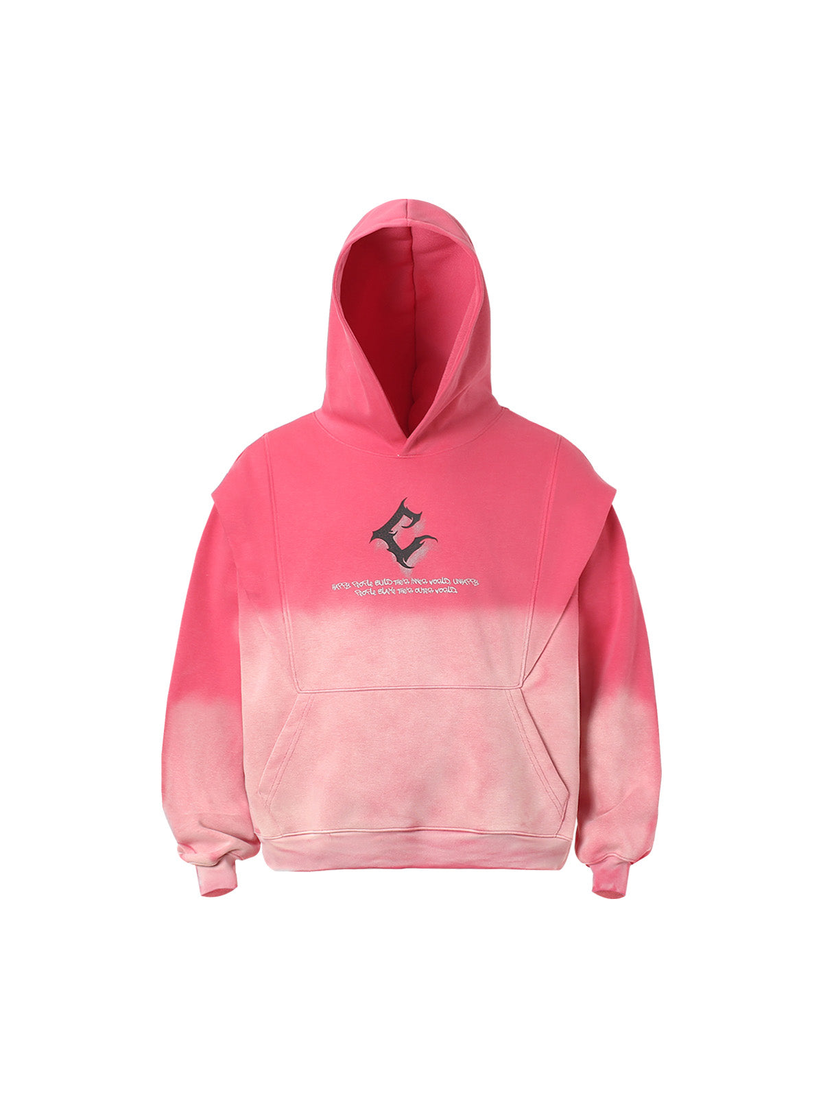 Cracked Letter Patchwork Hoodie