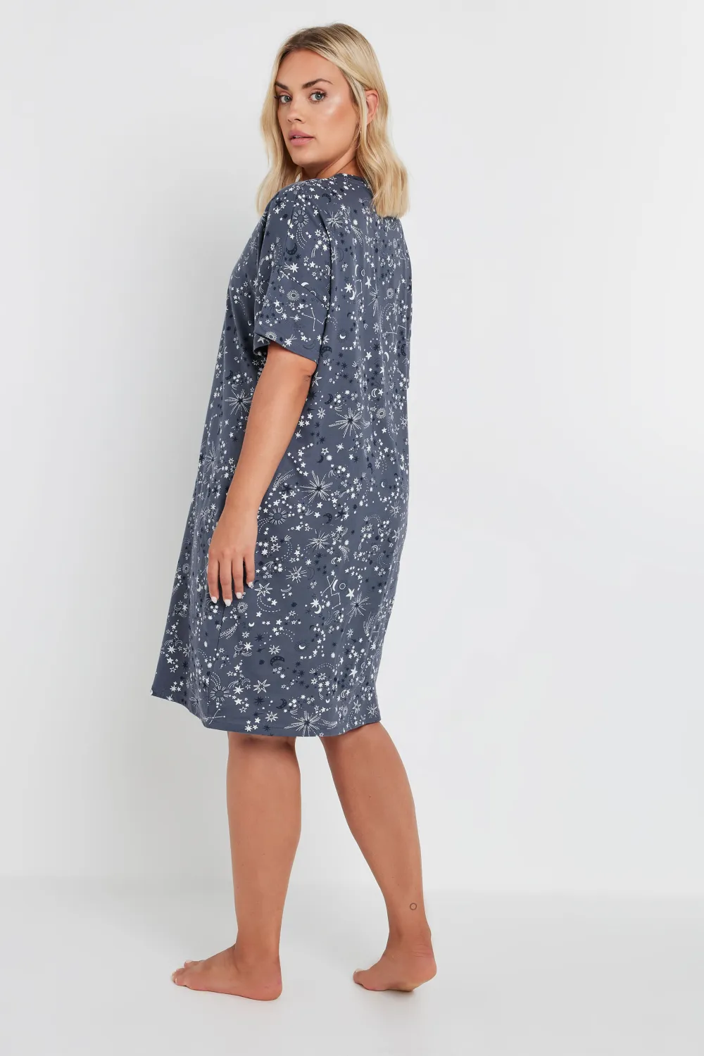 YOURS Curve Blue Celestial Print Sleep Tee Nightdress