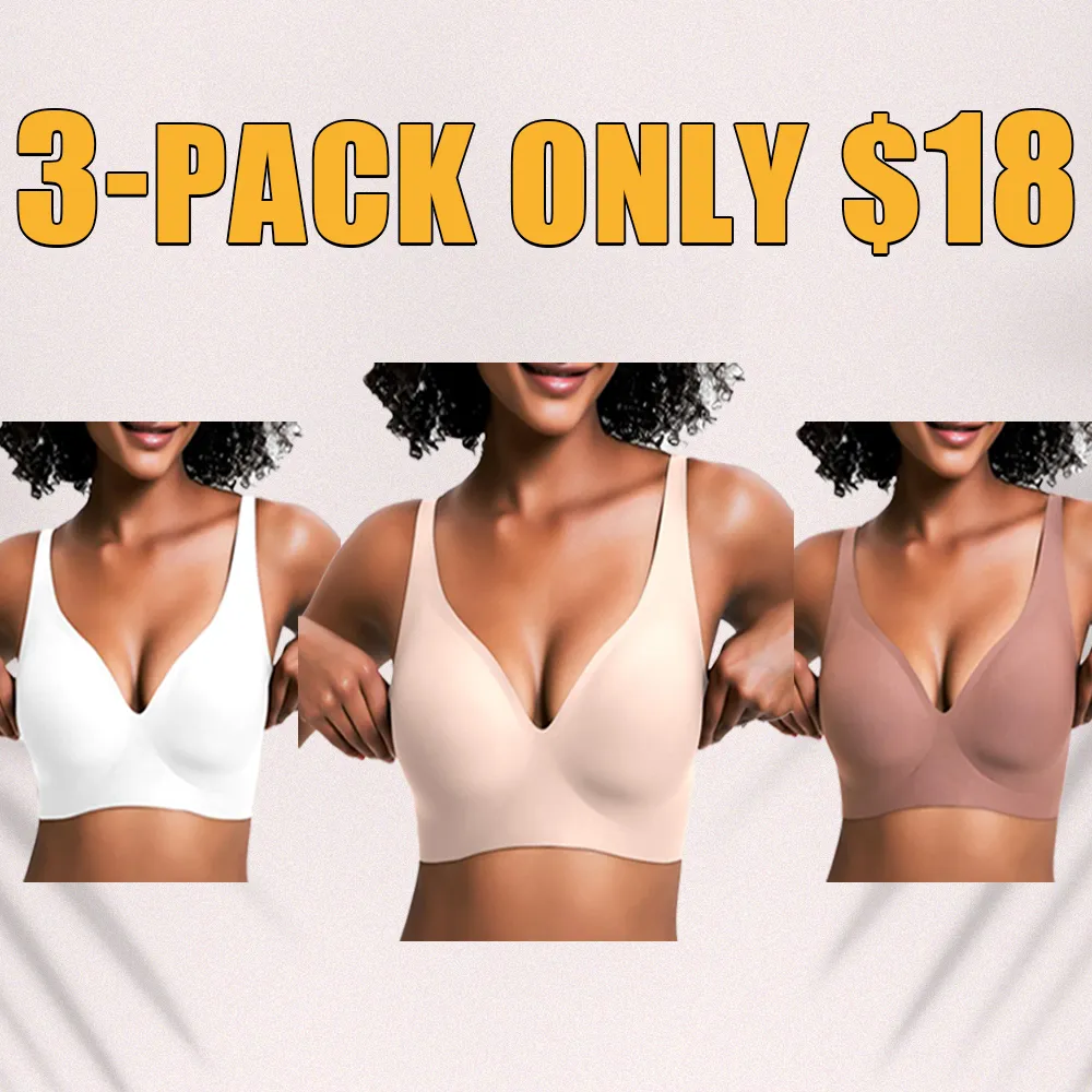 Jelly Wireless Seamless Push-Up Bra-Deep V, Wire-Free, Everyday Comfort