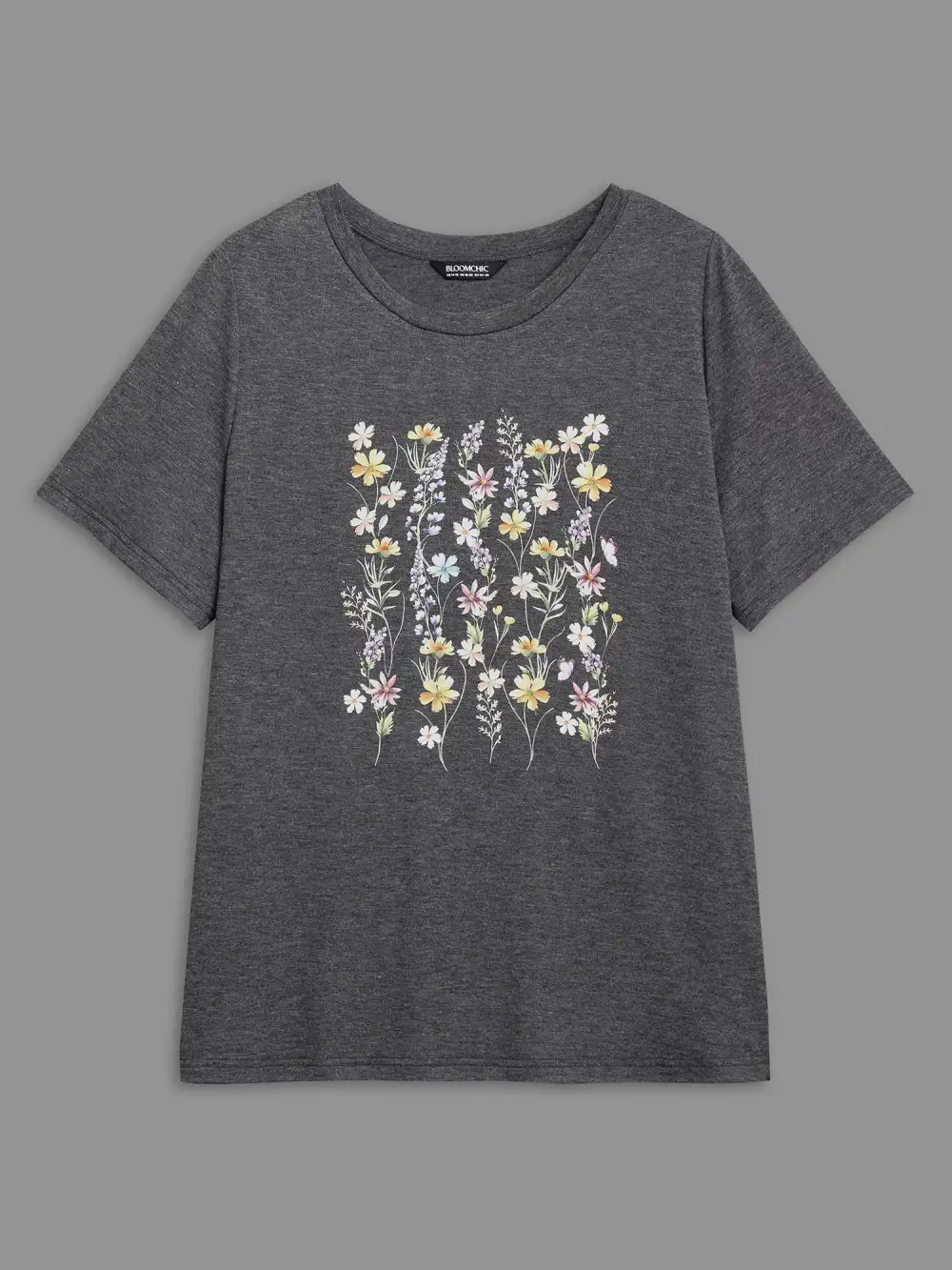 Floral Crew Neck Stretchy T-Shirt