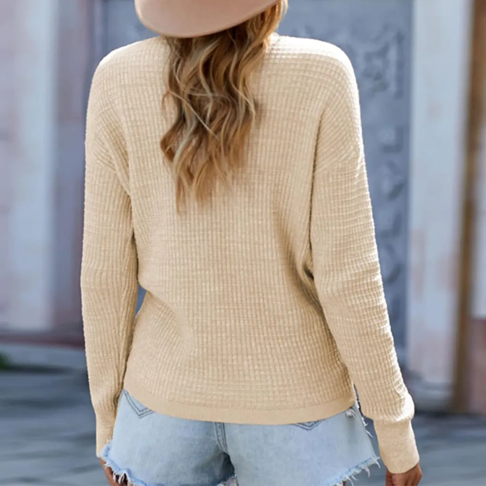 Women's Fall Sweater 2023 Wrap Sweaters Long Sleeve Knitted Asymmetric Hem Pullover Solid Color Tops Sweater