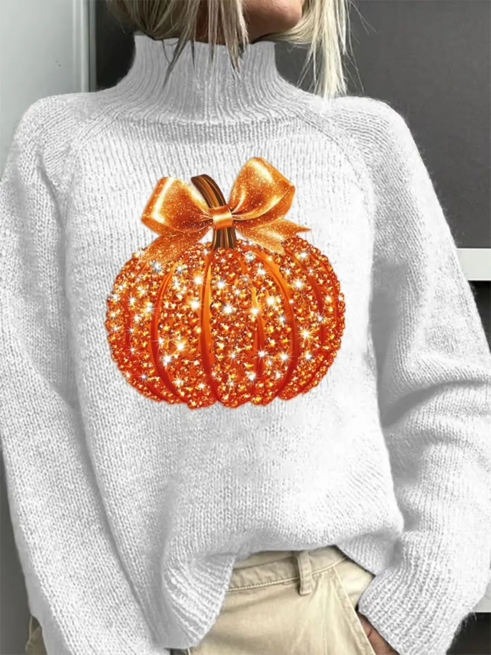 Halloween Turtleneck Simple Sweater