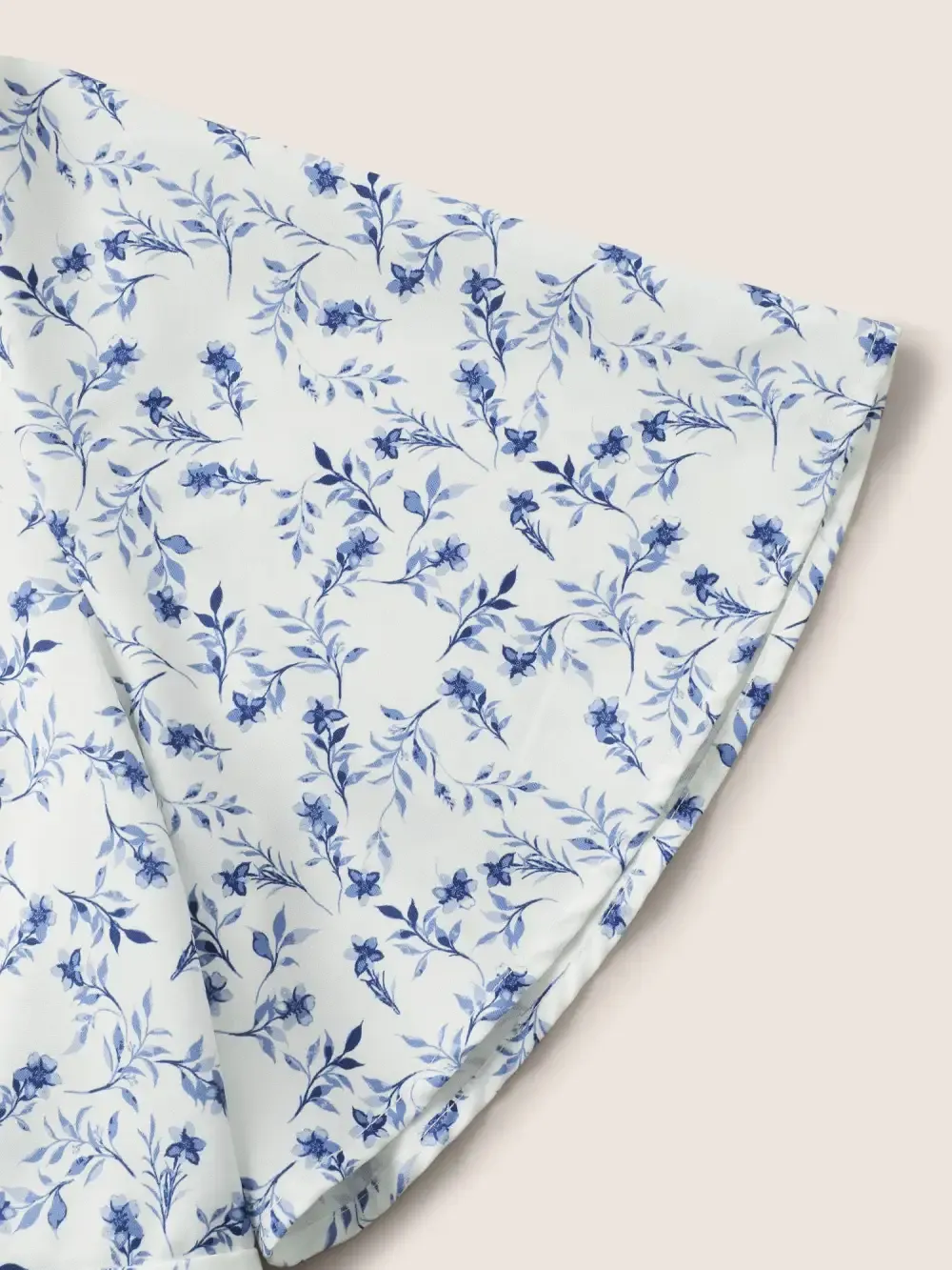 Floral Pleated Elastic Waist Ruffle Sleeve Blouse