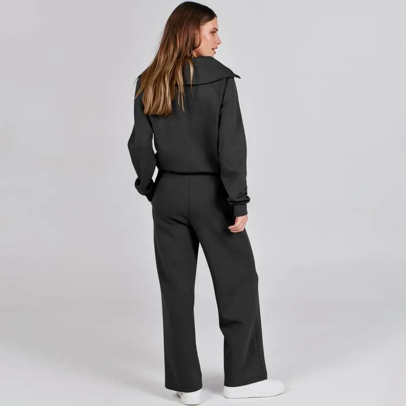 Women's 2-Piece Oversized Sweatsuit – Sweatshirt & Sweatpants Lounge Set.