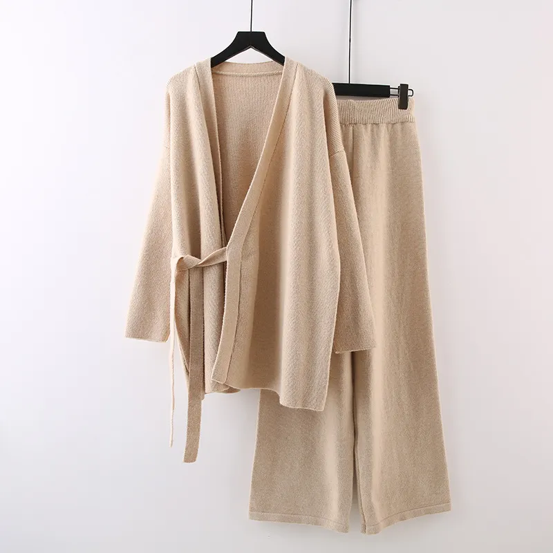 Casual Elegant Wrap Sweater Two-Pieces Sets
