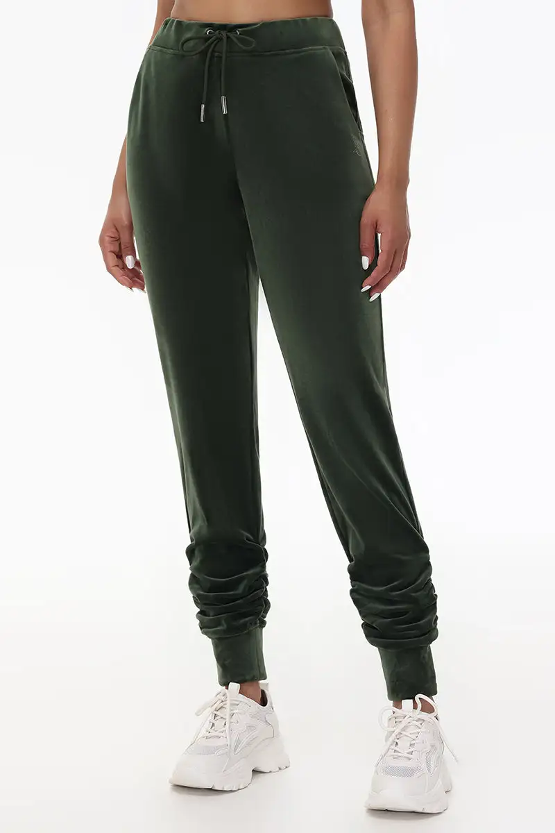 Small Bling Ruched Velour Jogger