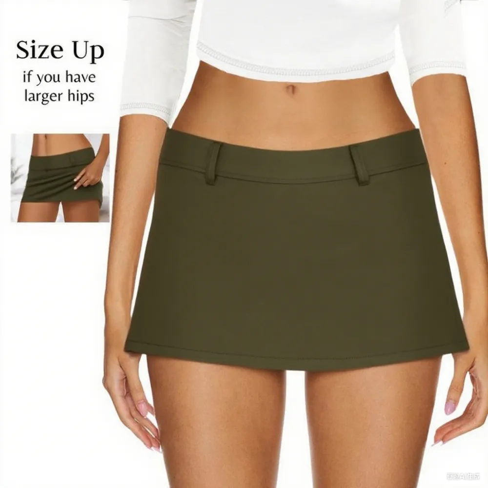 Women's Low Rise Micro Mini Skort – Stretchy Black Skirt with Built-In Shorts