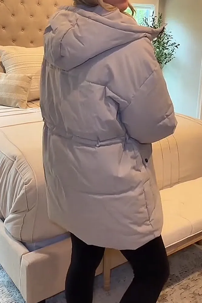 Women's solid color zipper warm down jacket