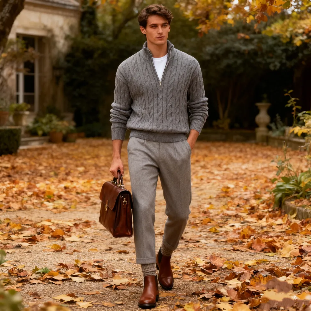 🔥5 PACK ＄29.9🔥Men's solid color Quarter Zipper  Sweater