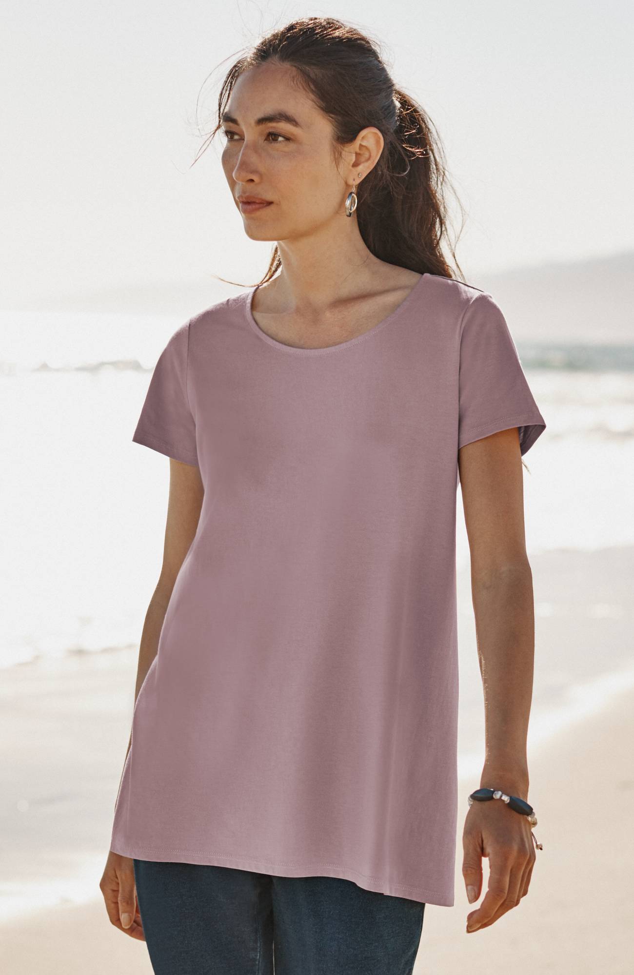 pure jill scoop-neck elliptical tee