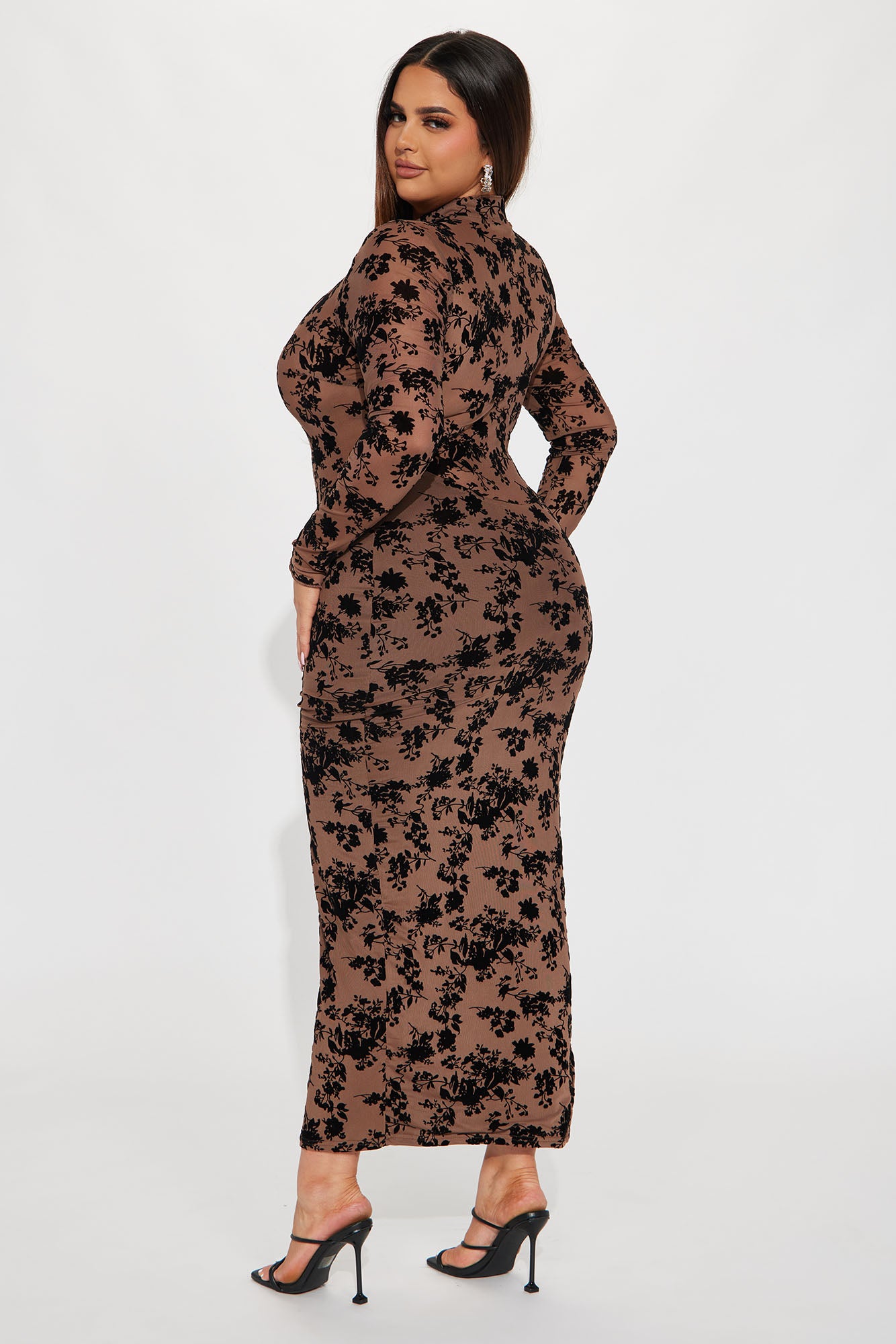 Raelynn Mesh Maxi Dress - Brown/combo