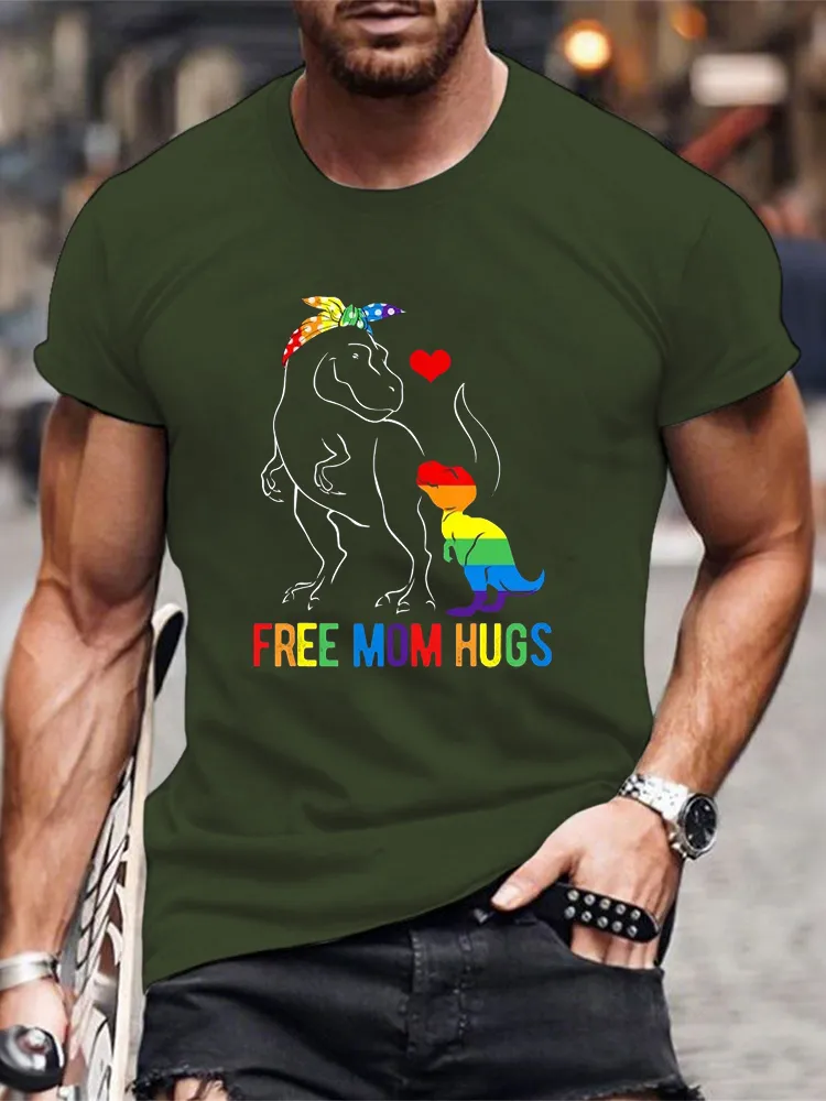 Men'S T-Shirt LGBT Free Mom Hugs Dinosaur Rex Mamasaurus Ally Rainbow Flag T Shirt