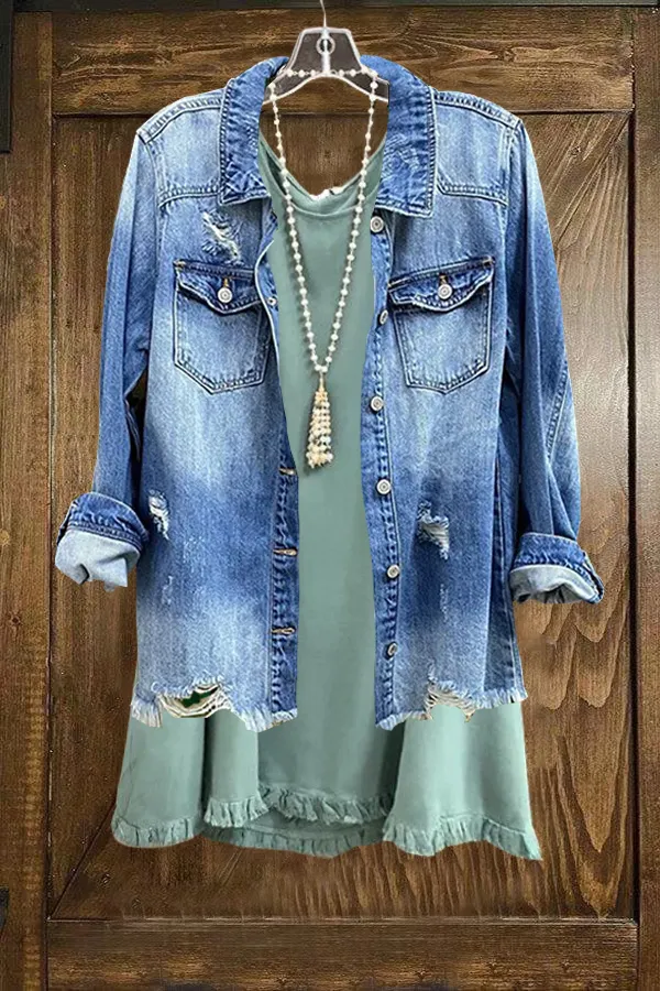 Solid Ruffled Short Sleeve Dress