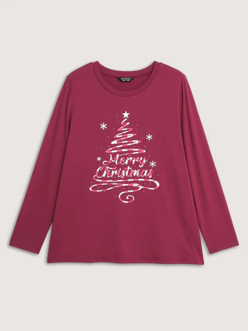 Merry Christmas Print Contrast T-Shirt