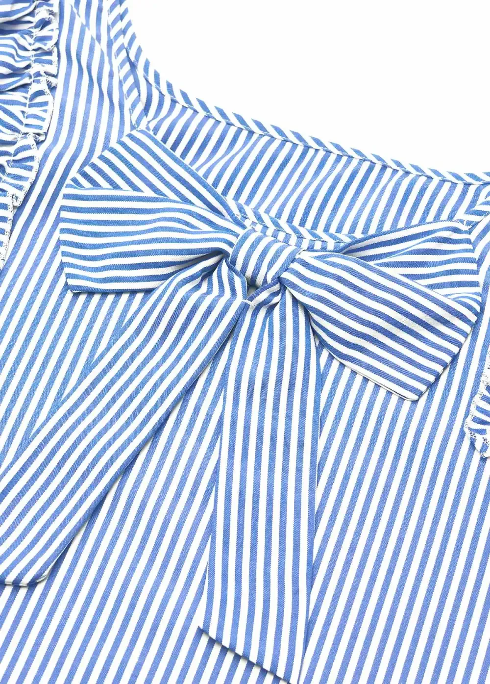 Blue Striped Short Sleeve Square Neck T Shirt