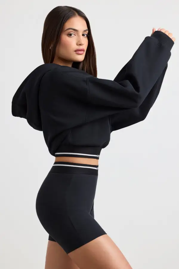 Pause - Cropped Hoodie in Black